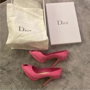 Dior Pink Peep-Toe Heels, US8
